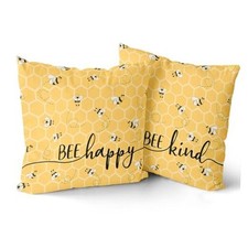 Summer Pillow Covers Set of 2, 18"x18" Happy Kind 18" x 18" Pack of 2 Bee