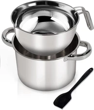 Double Boiler Pot Set,1250ML/1.1QT Mixing Bowl for Chocolate Melting, silver 