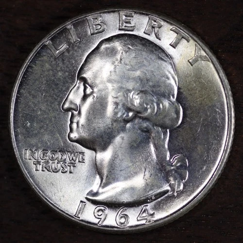 1964 P • Washington Quarter 25C - SUPERB BU+++ MINT-STATE - 90% Silver USA #45