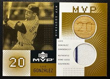 LUIS GONZALEZ 2002 UD MVP Game-Used Souvenirs Bat Jersey Combos Gold 21/25