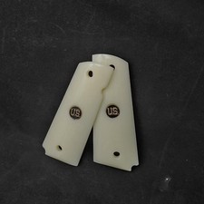 1911 Gun Grips Faux Ivory With Black Enamel Raised Antique Gold Us Medallions 1911 Gun Grips Faux Ivory With Black Enamel Raised Antique Gold Us Medallions