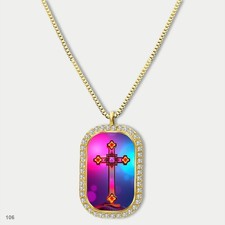 Stunning Colorful Jesus Christ Crucifix Cross Fashion Pendant Necklace Chain Pic