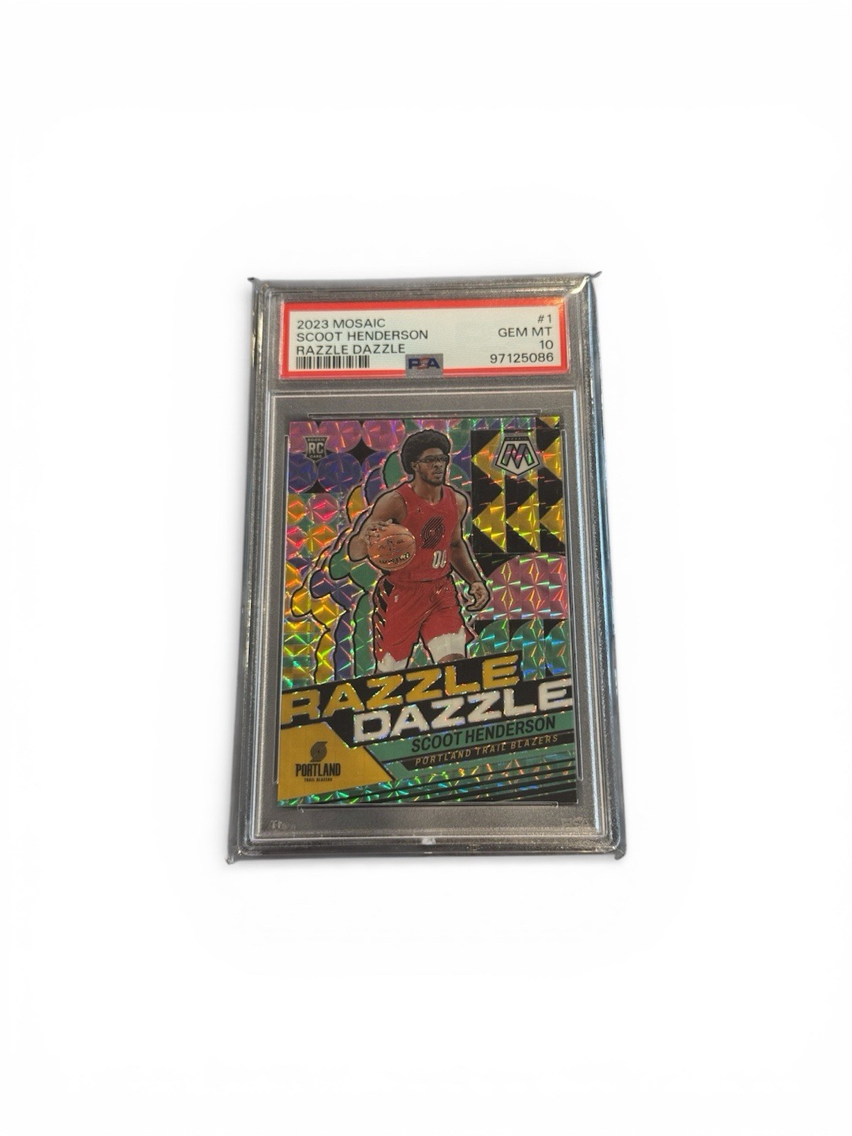 2023 Panini Mosaic Scoot Henderson Razzle Dazzle PSA Gem Mt 10 Rookie RC SSP