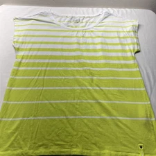 Lauren Ralph Lauren Top Womens  XL Lime Green White Stripe Active Short Sleeve