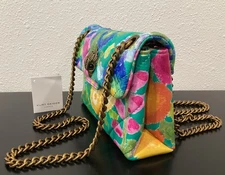 Kurt Geiger Mini Kensington Leather Floral Quilted Crystal Eagle 8"x2.5"x5.5" P3