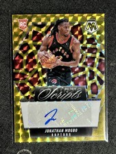 2024-25 Panini Mosaic Jonathan Mogbo #8 Rookie Scripts Gold /10 Raptors RC Auto