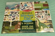 Melissa Doug Reusable Sticker Pad Jungle Savanna/Under the Sea sealed New