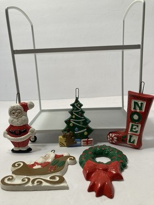 vintage handmade and painted plaster of paris Christmas ornaments (5)