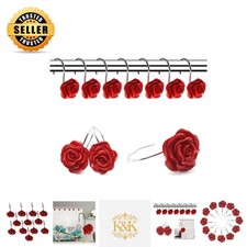 Elegant 12 PCS Anti-Rust Rose Shower Curtain Hooks for Timeless Bathroom Style