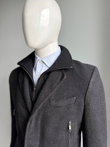 Balmain Coat Wool Jacket Mens Size Small Dark Gray Luxury Rare - Picture 3 of 14