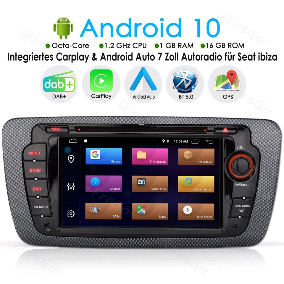 7" HD Android Autoradio für VW Seat Ibiza 6J (2009-2013) mit GPS WLAN DVD 2DIN - Bild 2 von 4
