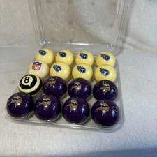NFL Minnesota Vikings and Tennessee Titans Pool Ball Set Complete Cue 8 Vintage