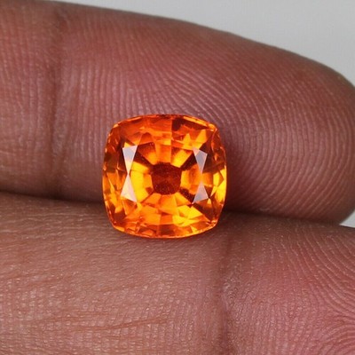 Flawless Natural Ceylon Orange Sapphire 10.30Ct Square Cut Loose Gemstone 4 Gift