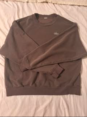 Alo Yoga Accolade Crew Neck Pullover Sweatshirt Espresso Size