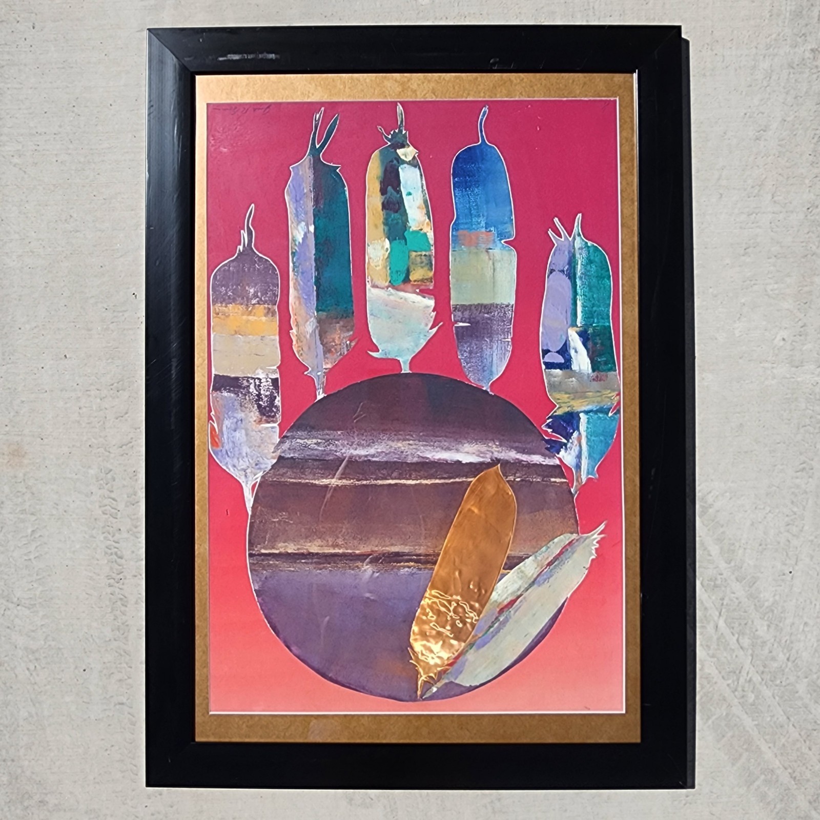 Jack Eggman Original Monotype Print Abstract Southwest Desert Art Signed Framed