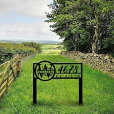 Personalized Metal Address Yard Stake Monogram House Sign