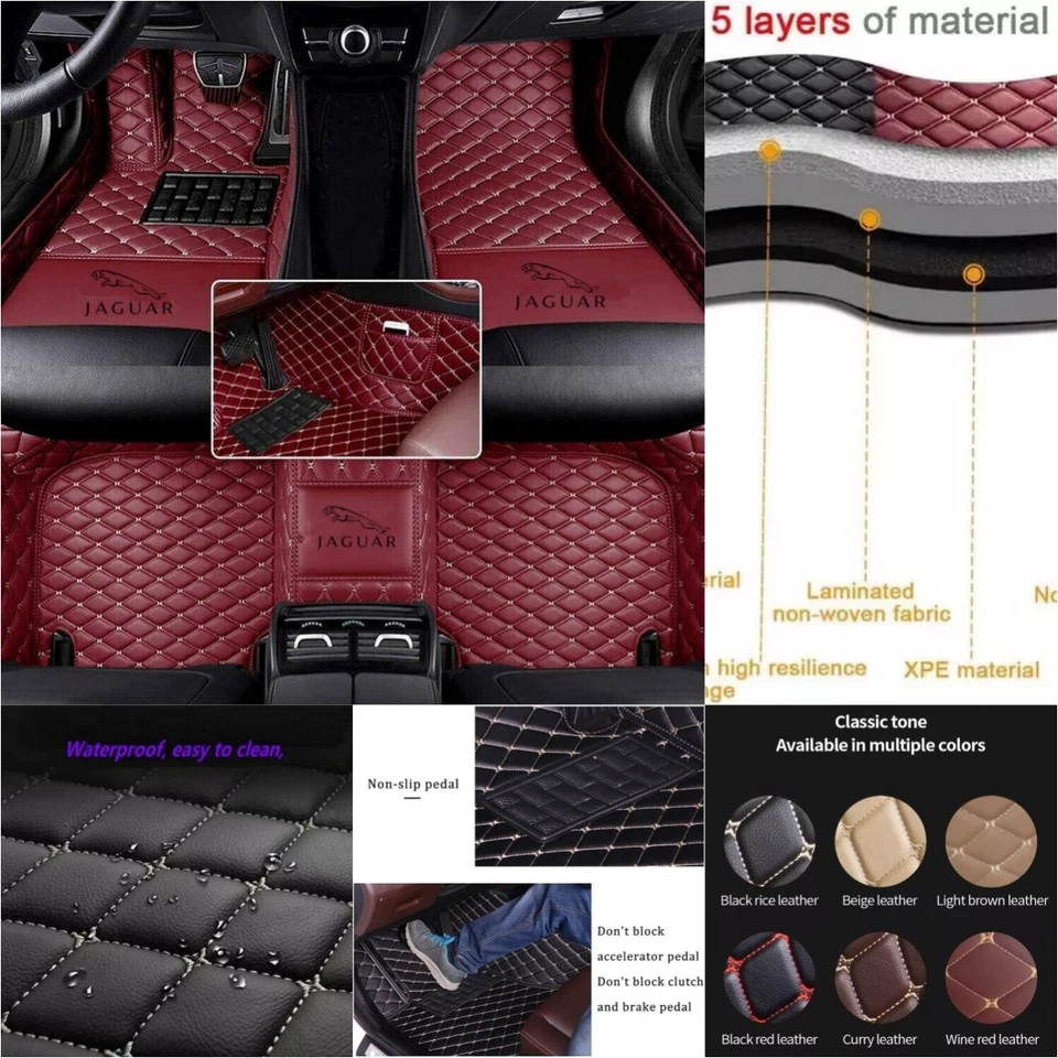 For Jaguar Car Floor Mats Waterproof All Weather Carpets Front & Rear Carpets - Image 4 of 4