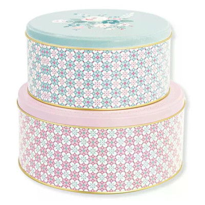 GreenGate Runde Boxen Gwen Hellrosa/Mint   2er Set dekorative Aufbewahrungsdosen