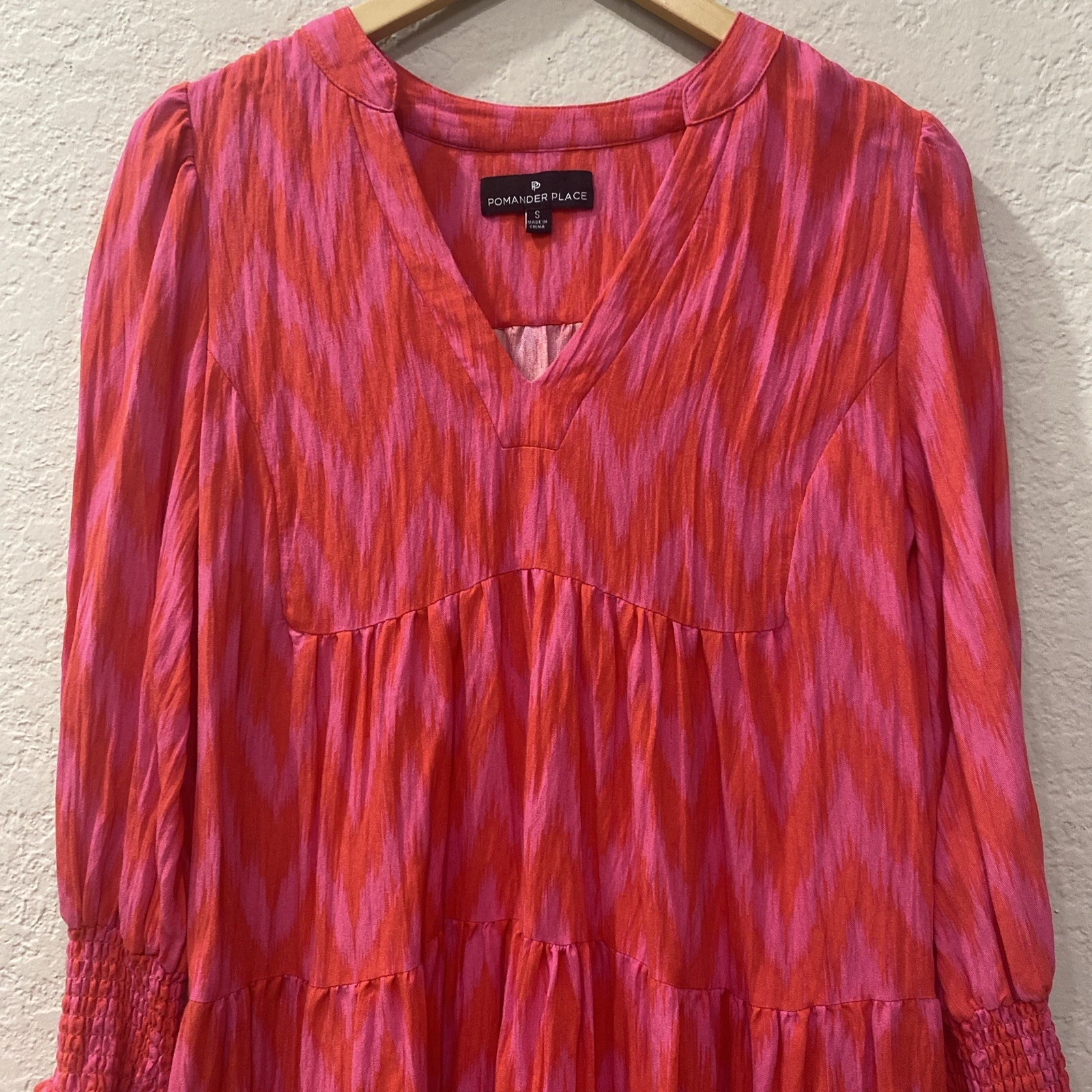 Mini abito a strati Tuckernuck Pomander Place rosa caldo Ikat Kenzo piccolo