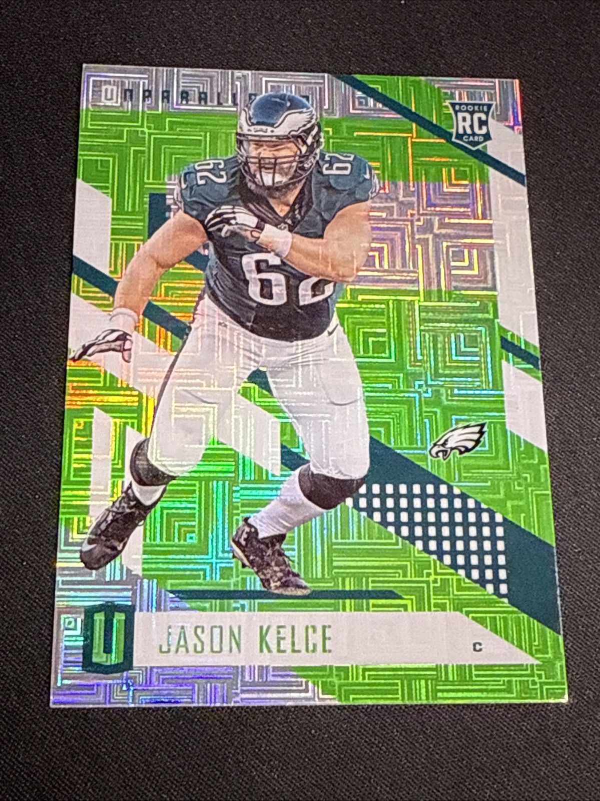 2017 Panini Unparalleled - Lime Green #120 Jason Kelce (RC) Escher Squares