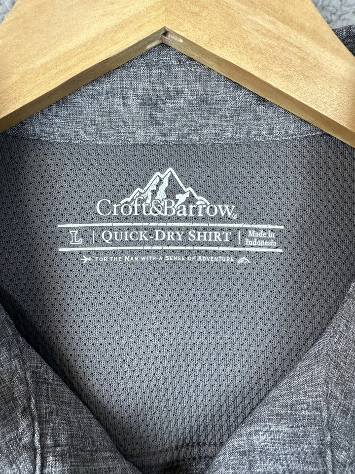 Croft & Barrow Shirt Mens Large Gray Quick Dry Short Sleeve Button Front Vented - Image 3 of 4