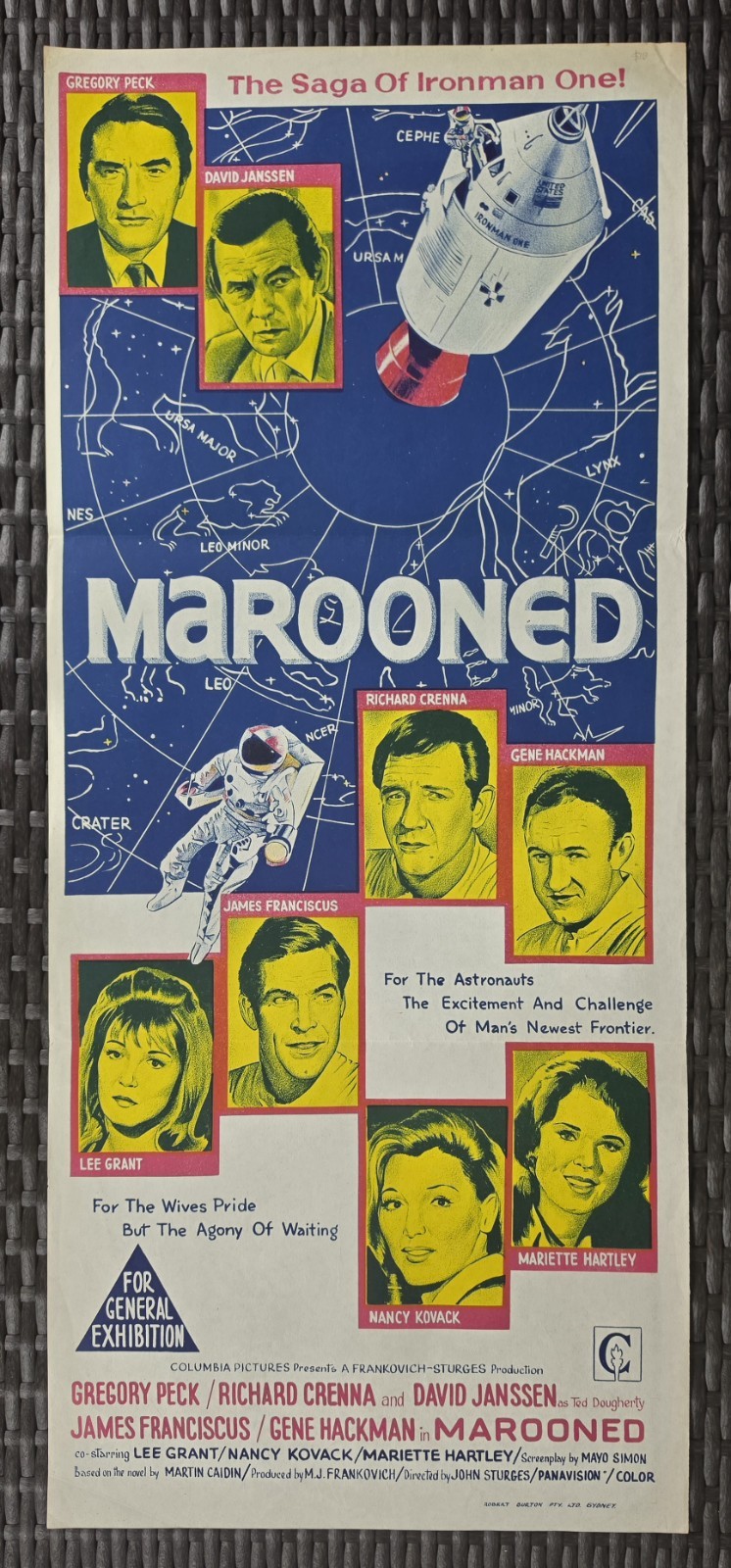 Marooned 1969 Original Australian Daybill Gregory Peck Gene Hackman Sci-Fi image 2