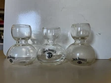 Jack Daniels Double Bubble Hourglass Shot Glass No 7 Whiskey Water Chaser Set