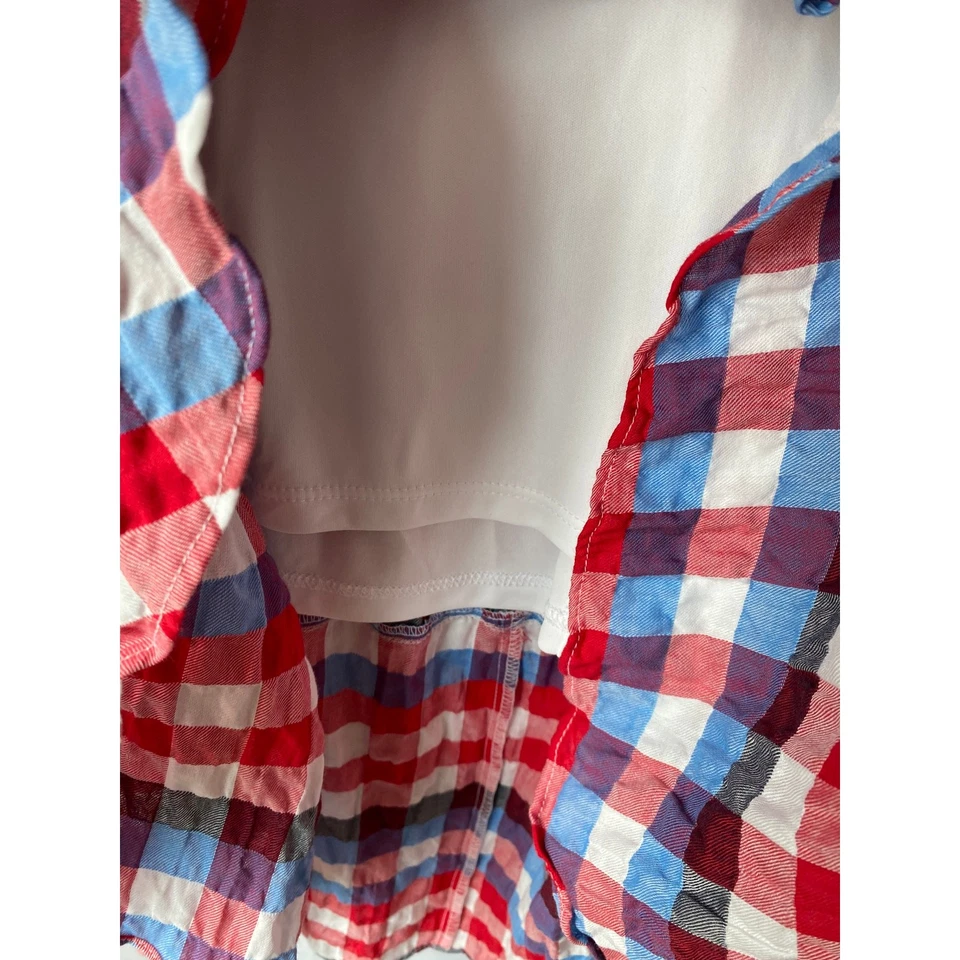 Lane Bryant Gingham Plaid Faux Wrap Skirt Women 18/20 Red White Blue Cowgirl - Image 4 of 4
