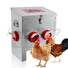 Extra-Large Chicken Feeder 25 lb with 4 No-Waste Ports   Galvanized Metal Poult