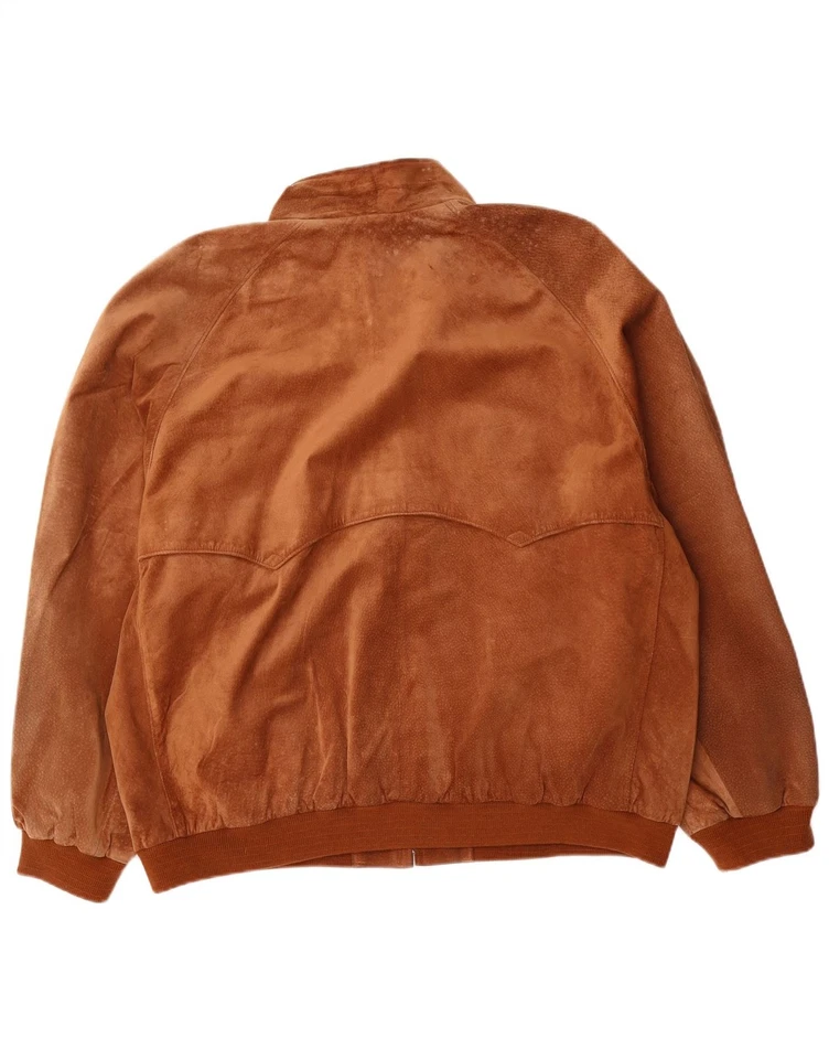 PAUL STUART Hombres Gamuza Chaqueta Bomber Reino Unido 42 XL Cuero Marrón BY10 Foto 2 de 3