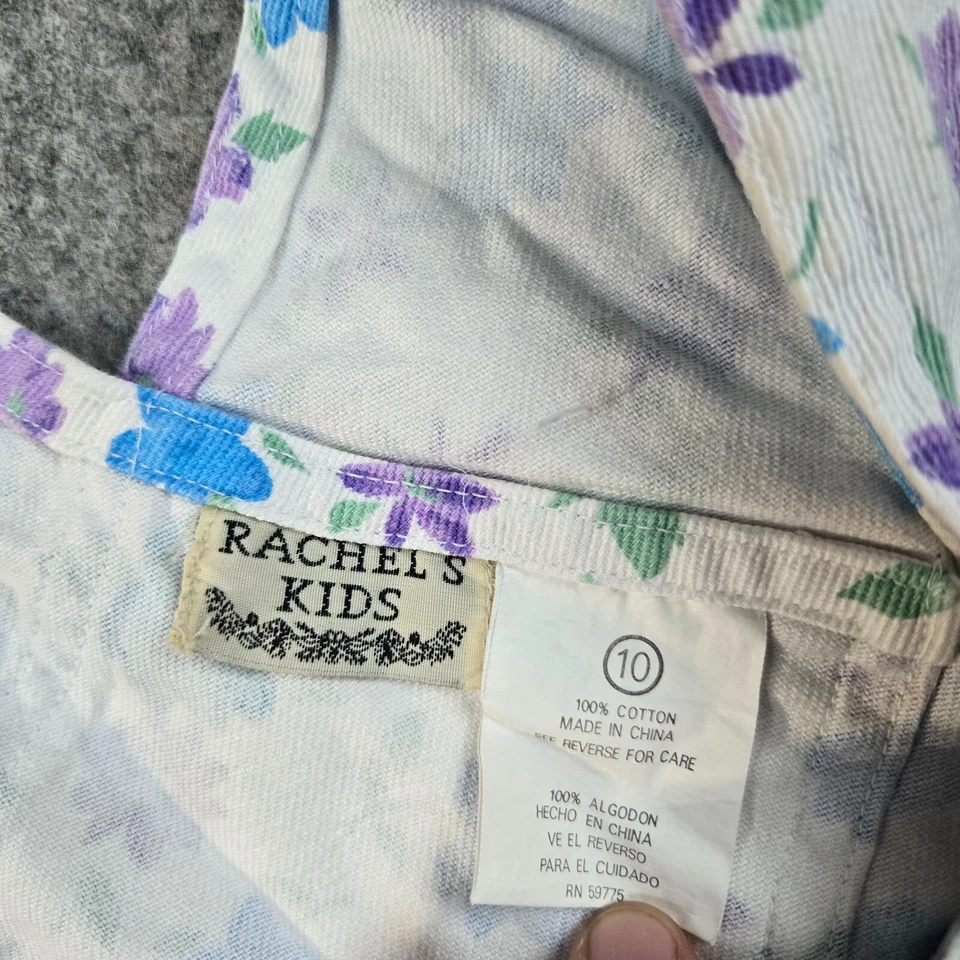 Mono corto floral vintage años 90 Rachel's niños niñas talla 10 verano primavera Foto 3 de 4