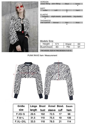PUNK RAVE Zebra Crop Cardigan Kurze Damenjacke Weiß-Schwarz Animal Print GOTHIC - Picture 3 of 12
