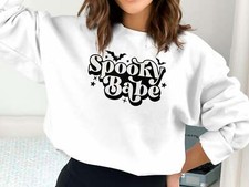 Spooky Babe Sweatshirt, Halloween Party Shirt, Halloween Crewneck Sweatshirt, Cu