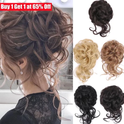 UK Curly Messy Bun Hair Piece Updo Scrunchie Fake Natural Bobble Hair Extensions