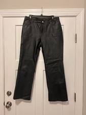 Vintage MetroStyle Black Leather Pants Straight Leg Lined Biker Women  s Size 12