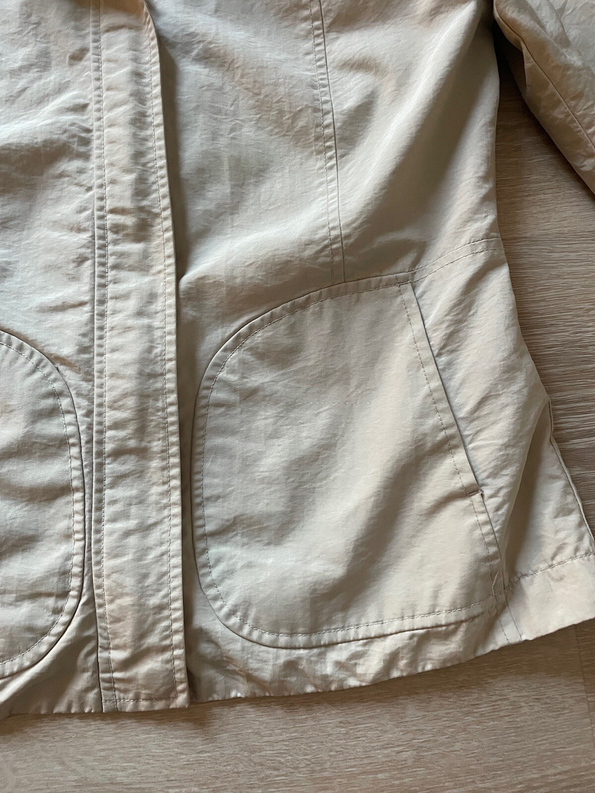 H & M Spring Jacket S Tan Neutral Zip Hooded Nylon Capsule Minimal Classic thumbnail 5