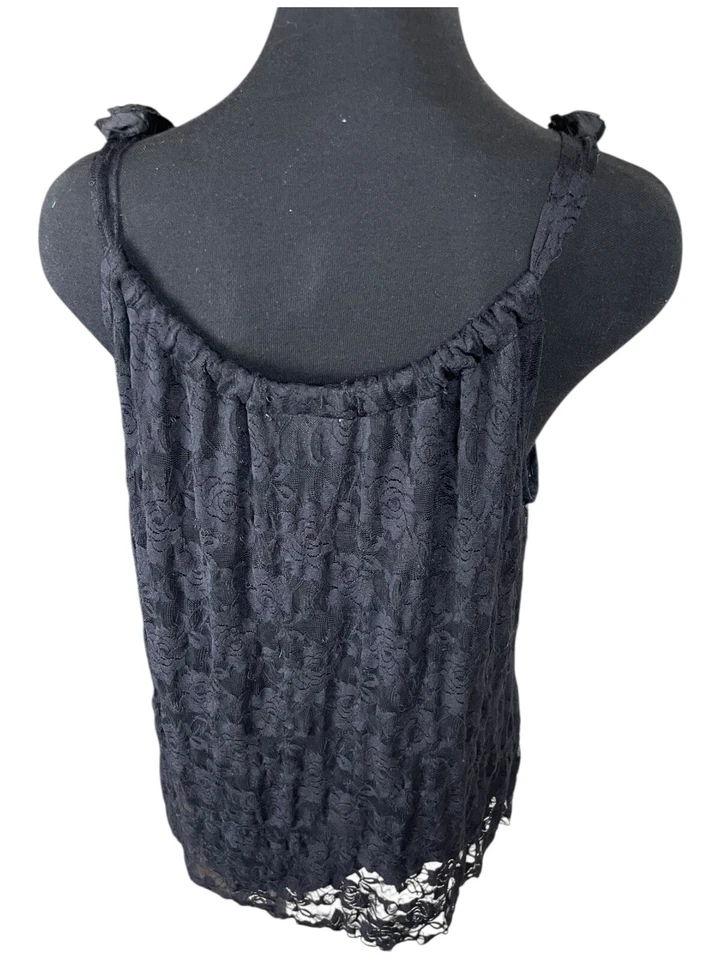 Top Babydoll Vintage Moda Bug Y2K Talla XL Negro Encaje Capricho Bruja Vampiro Foto 4 de 4