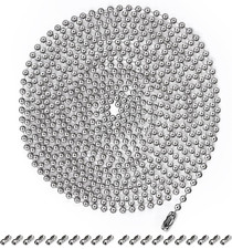 Silver Ceiling Fan Pull Chain, 120" Extra Long Rust Proof 3Mm Beaded Ball Light