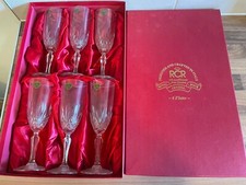 Set Of 6 Royal Crystal Rock Capri Crystal Italian Wine Champagne Flutes Boxed