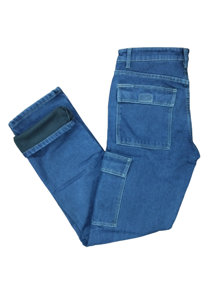 Discount Pantaloni Da Lavoro In Jeans Clearance Jeans Uomo Cargo Invernali Felpati Da Lavoro Pantaloni Con Tasche Laterali EBay - Foto 7