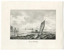 Antique Print-ROTTERDAM-VIEW-BOATS-Cloet-1825