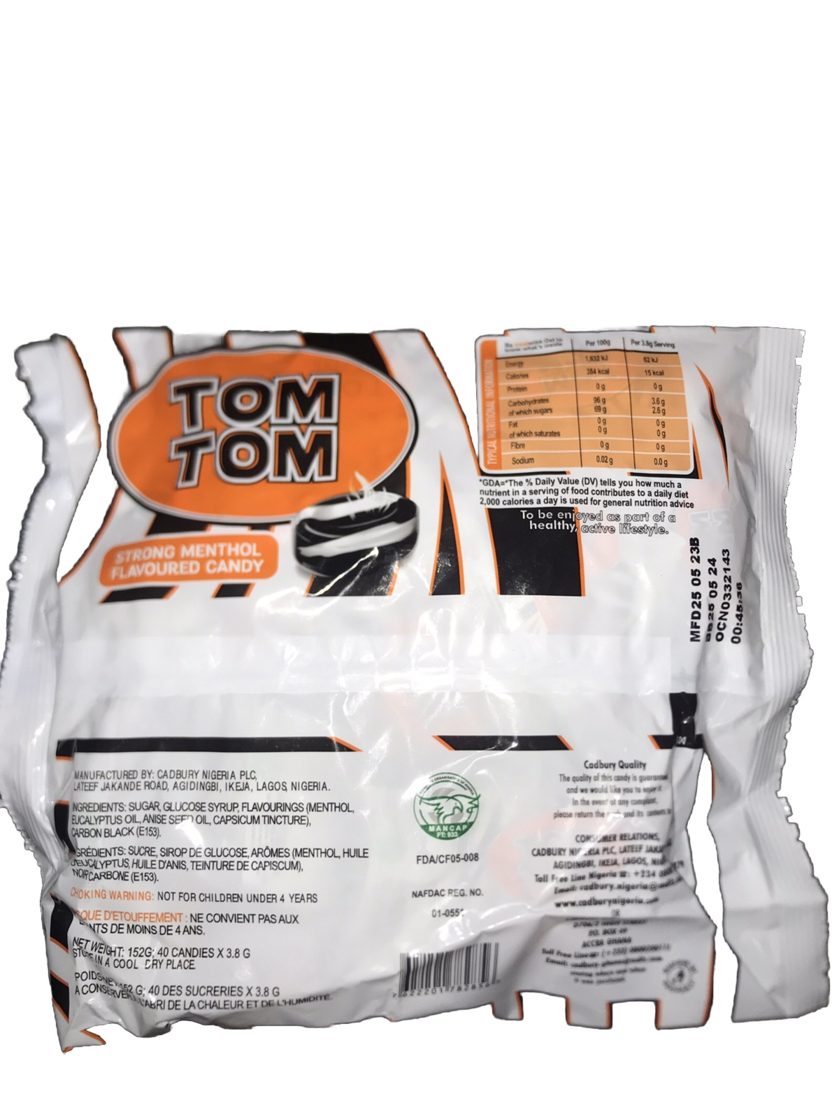 3X Cadbury TomTom Strong Menthol Candy (Nigerian Sweets) Tom Tom (40 X