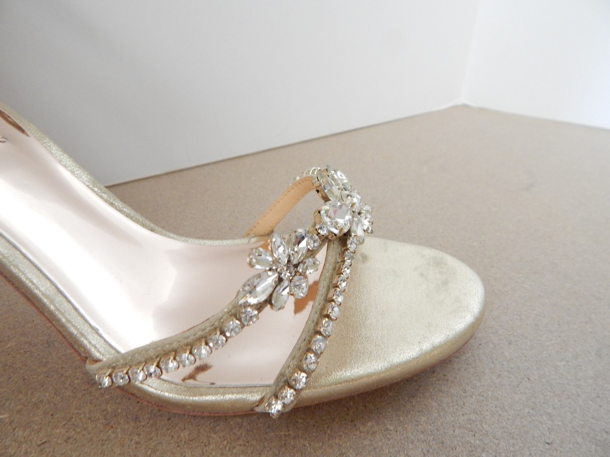 BHLDN 9 HOBBS ANKLE CRYSTALS STRAP ZIP BACK BRIDAL FORMAL