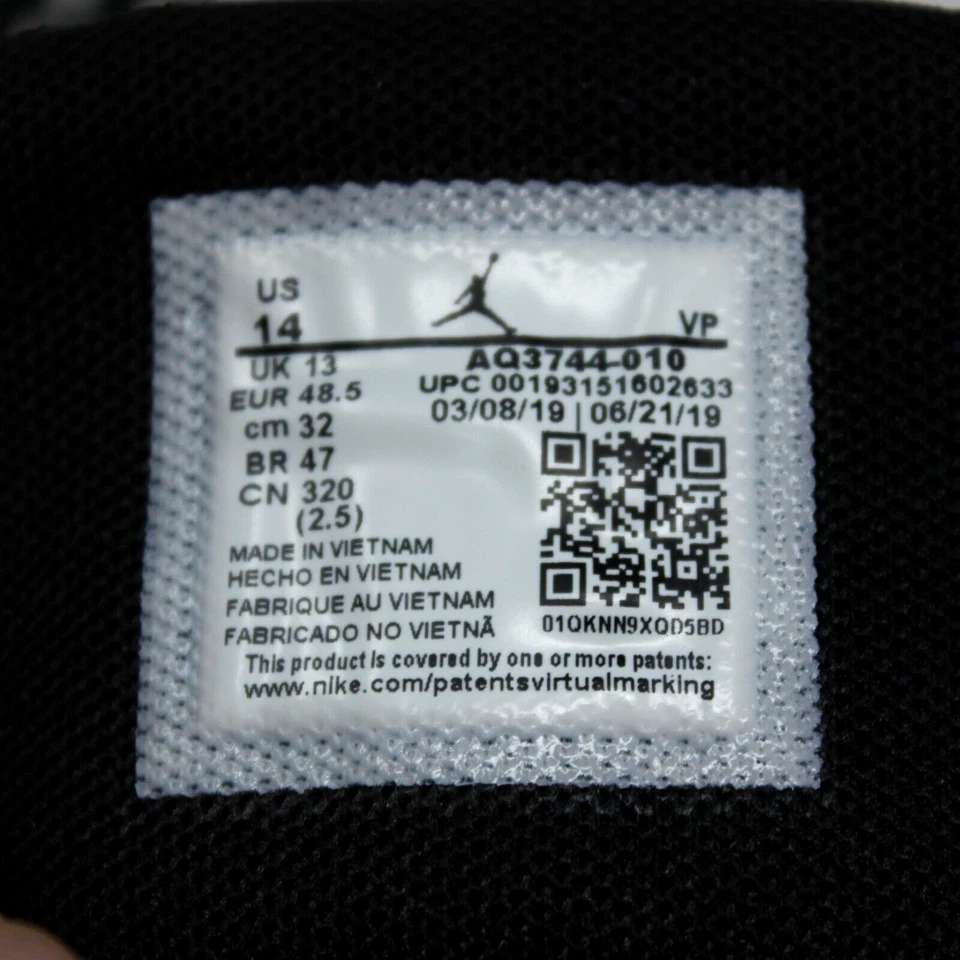 Zapatos de baloncesto Nike Air Jordan CP3XII PF talla 14 negros/blancos AQ3744-010 DOMINO Foto 4 de 4