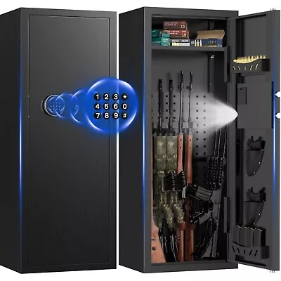 BESAFETY 12-15 Rifle Long Gun Cabinet for Home Steel Security Gun Safe with Alarm System