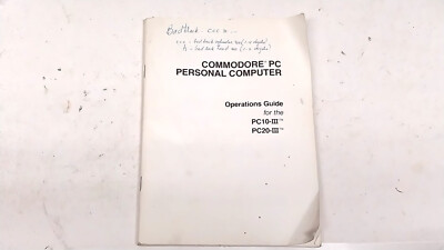 Nice Commodore Personal Computer Guide PC-10 III PC-20 Manual Old Vintage