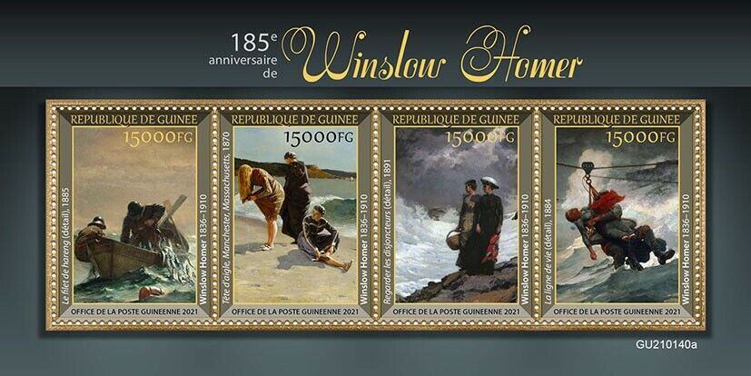 Guinea Art Stamps 2021 MNH Winslow Homer Paintings The Herring N