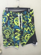 QUIKSILVER BOY'S SWIMWEAR BOARD SHORTS TRUNKS SIZES 23-30 BLACK NEON BLUE