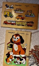 Vintage Old Fisher Price Wooden 1970  s Puzzles 