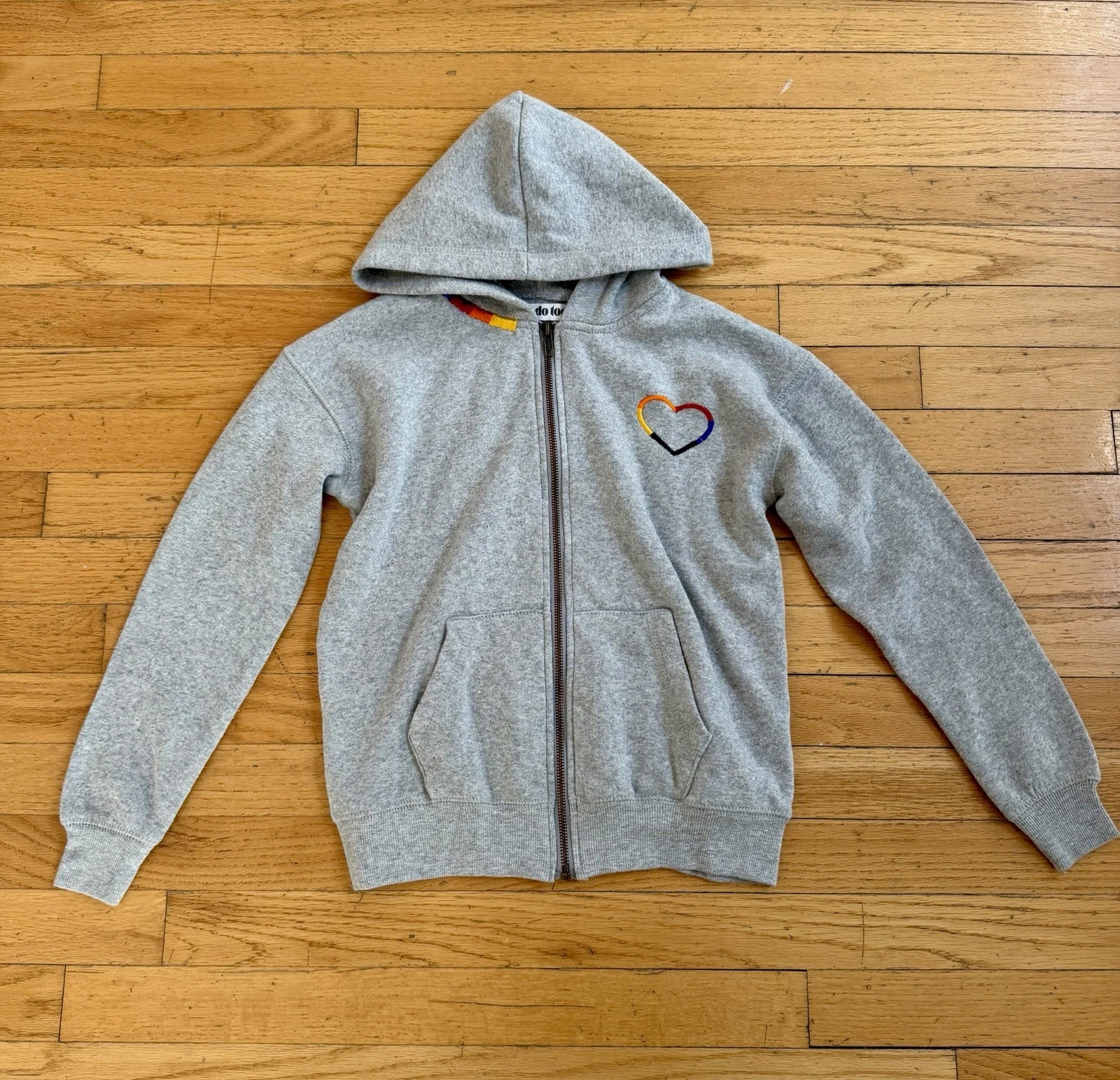 GIRLS DO TOO Zip Up Gray Hoodie Sweatshirt Heart Design Size Small 7/8